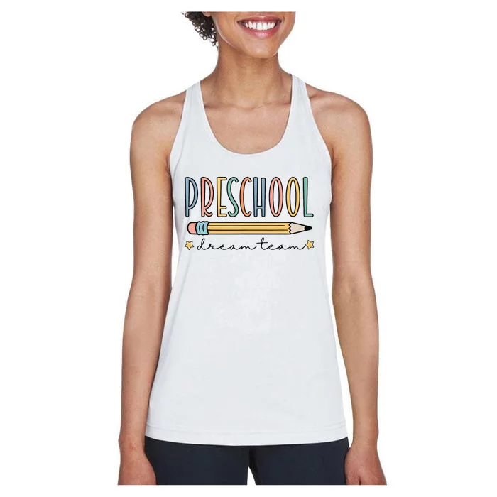 Preschool Dream Team Retro Back To School Teacher Student Women's Racerback Tank