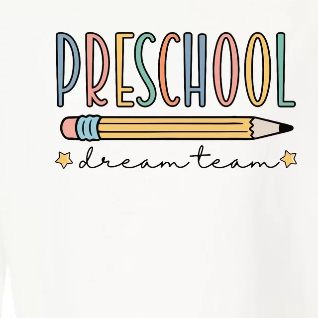 Preschool Dream Team Retro Back To School Teacher Student Cropped Pullover Crew