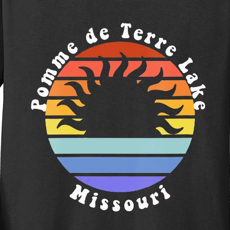 Pomme De Terre Lake Missouri Sunrise Vacation Souvenir Kids Long Sleeve Shirt