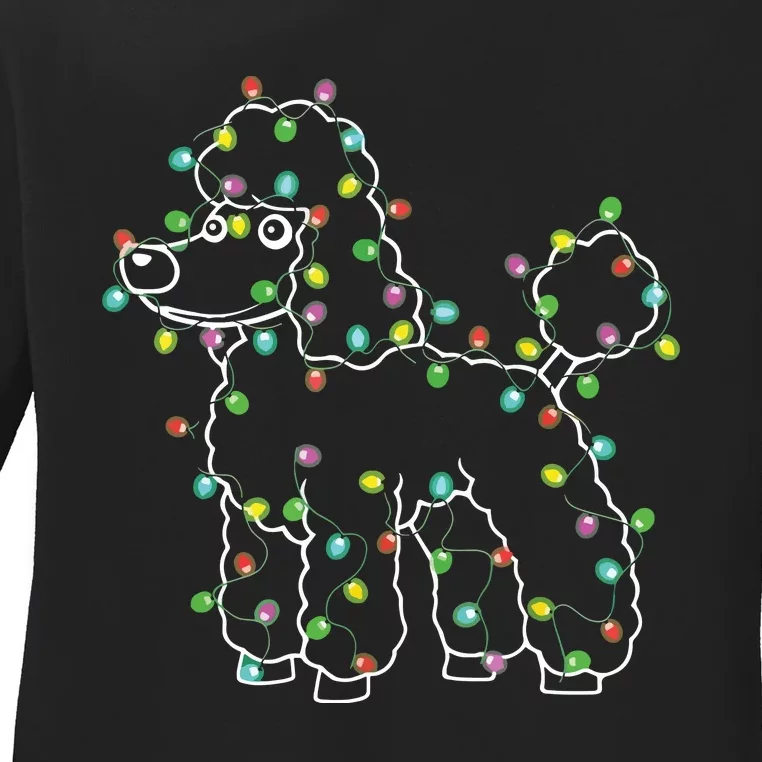 Poodle Dogs Tree Christmas Sweater Xmas Pet Animal Dog Gifts Ladies Long Sleeve Shirt