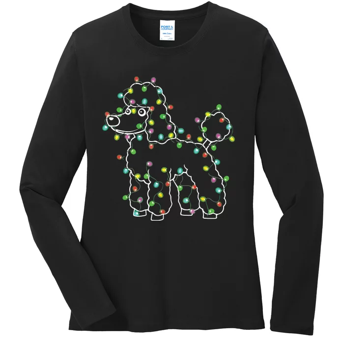 Poodle Dogs Tree Christmas Sweater Xmas Pet Animal Dog Gifts Ladies Long Sleeve Shirt