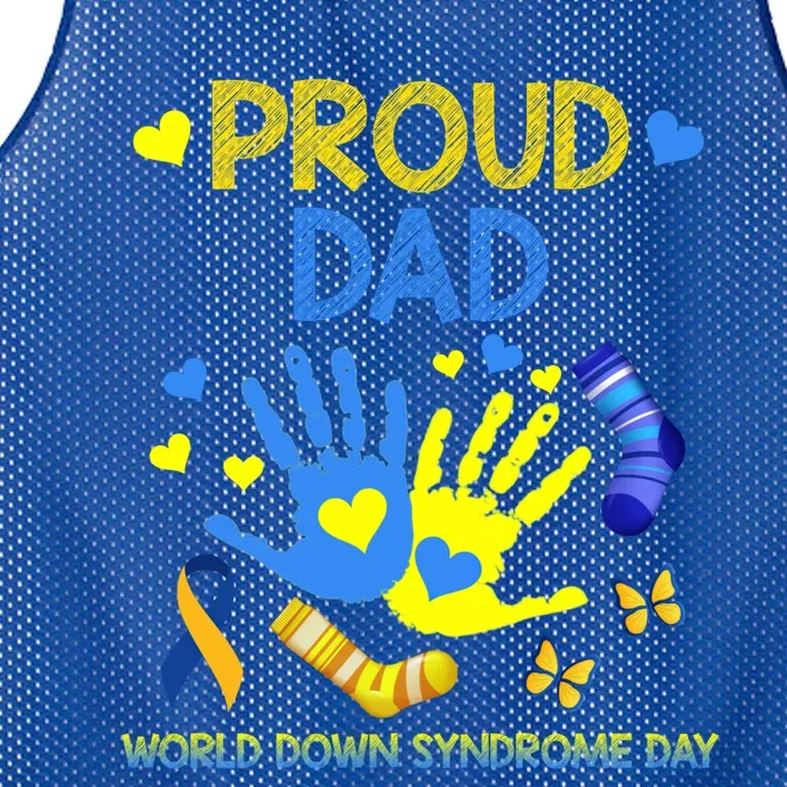 Proud Dad T21 World Down Syndrome Awareness Day Ribbon Gift Mesh Reversible Basketball Jersey Tank