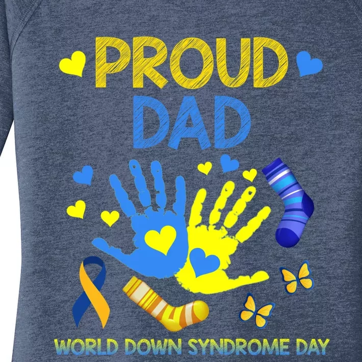 Proud Dad T21 World Down Syndrome Awareness Day Ribbon Gift Women's Perfect Tri Tunic Long Sleeve Shirt