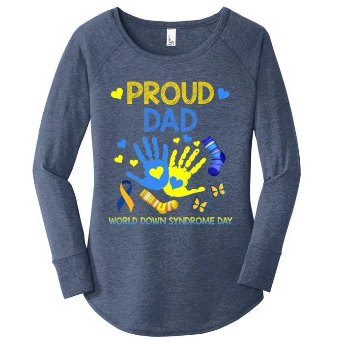 Proud Dad T21 World Down Syndrome Awareness Day Ribbon Gift Women's Perfect Tri Tunic Long Sleeve Shirt