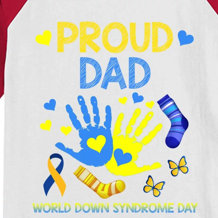 Proud Dad T21 World Down Syndrome Awareness Day Ribbon Gift Kids Colorblock Raglan Jersey