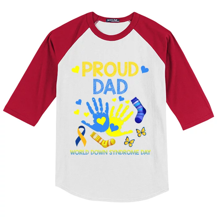 Proud Dad T21 World Down Syndrome Awareness Day Ribbon Gift Kids Colorblock Raglan Jersey