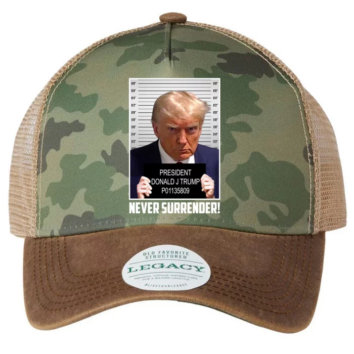 President Donald Trump Mugshot Never Surrender Legacy Tie Dye Trucker Hat