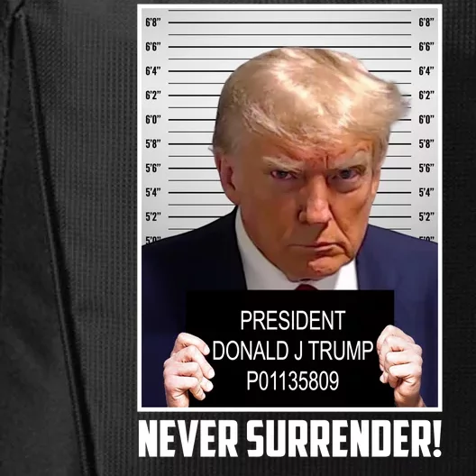 President Donald Trump Mugshot Never Surrender City Backpack