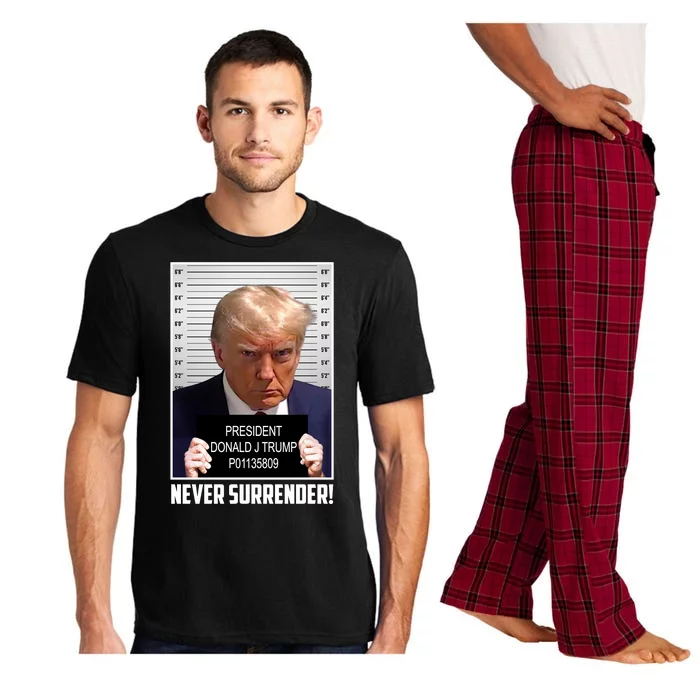 President Donald Trump Mugshot Never Surrender Pajama Set