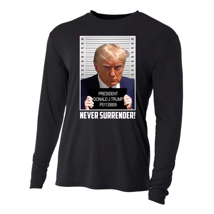 President Donald Trump Mugshot Never Surrender Cooling Performance Long Sleeve Crew