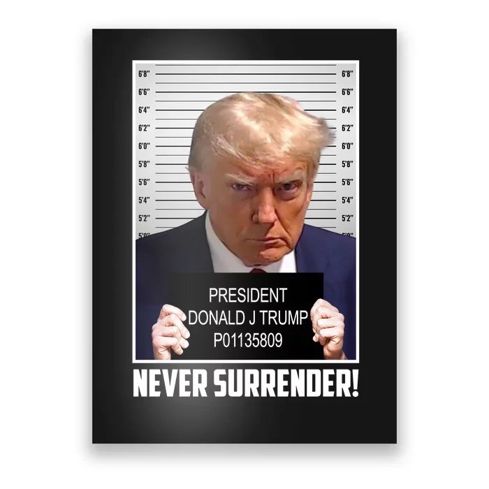 President Donald Trump Mugshot Never Surrender Poster