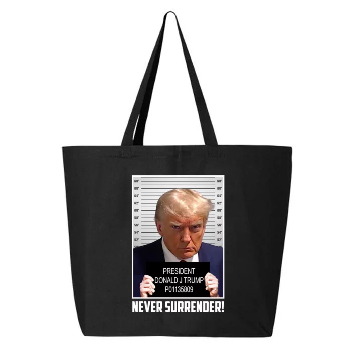 President Donald Trump Mugshot Never Surrender 25L Jumbo Tote