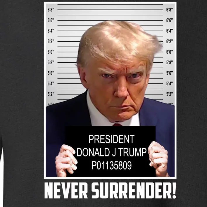 President Donald Trump Mugshot Never Surrender Toddler Sweatshirt