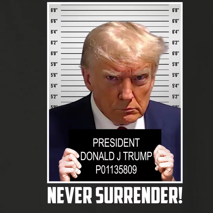 President Donald Trump Mugshot Never Surrender Toddler Long Sleeve Shirt