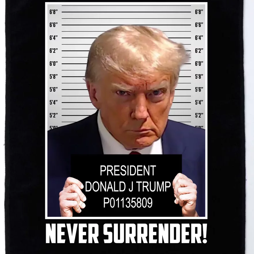 President Donald Trump Mugshot Never Surrender Platinum Collection Golf Towel