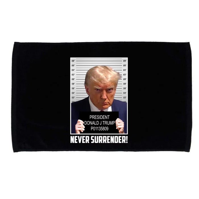 President Donald Trump Mugshot Never Surrender Microfiber Hand Towel