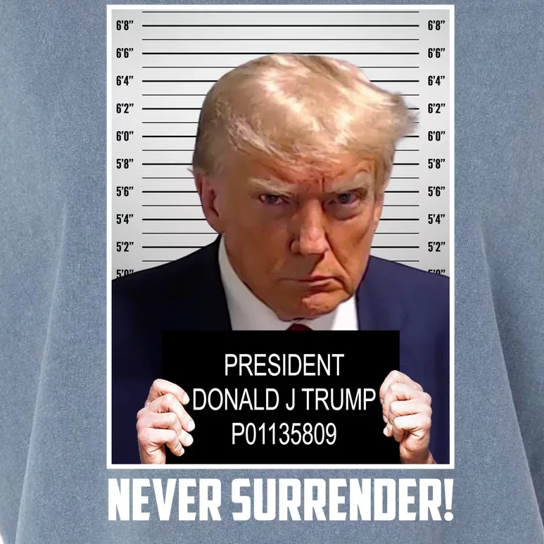 President Donald Trump Mugshot Never Surrender Garment-Dyed Women's Muscle Tee