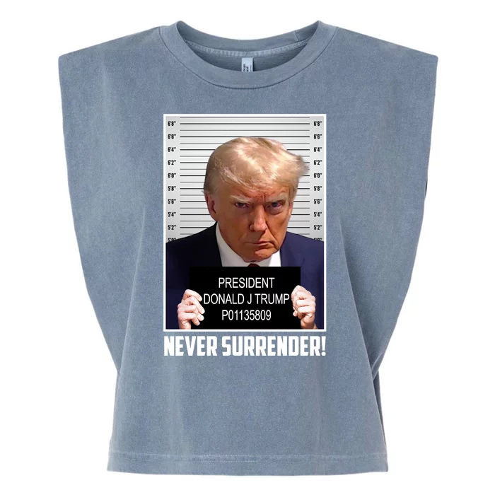 President Donald Trump Mugshot Never Surrender Garment-Dyed Women's Muscle Tee