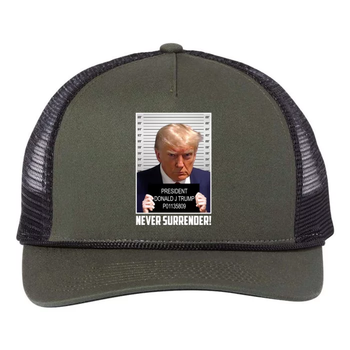 President Donald Trump Mugshot Never Surrender Retro Rope Trucker Hat Cap