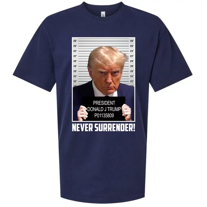 President Donald Trump Mugshot Never Surrender Sueded Cloud Jersey T-Shirt