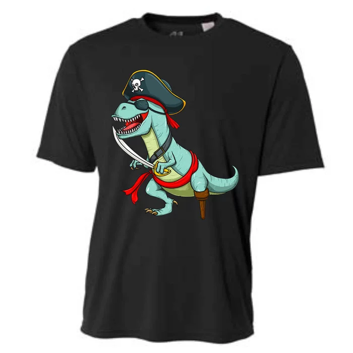 Pirate Dinosaur T Rex Funny Tyrannosaurus Halloween Cooling Performance Crew T-Shirt