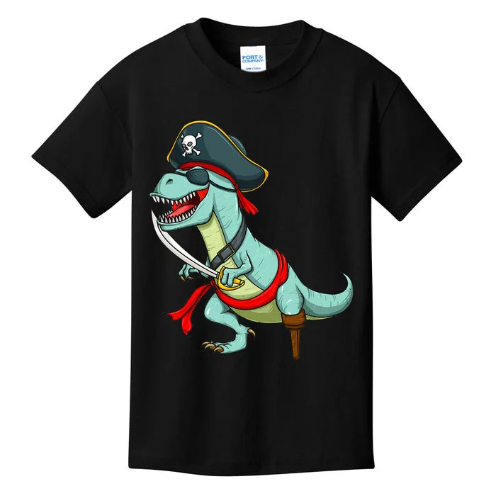 Pirate Dinosaur T Rex Funny Tyrannosaurus Halloween Kids T-Shirt