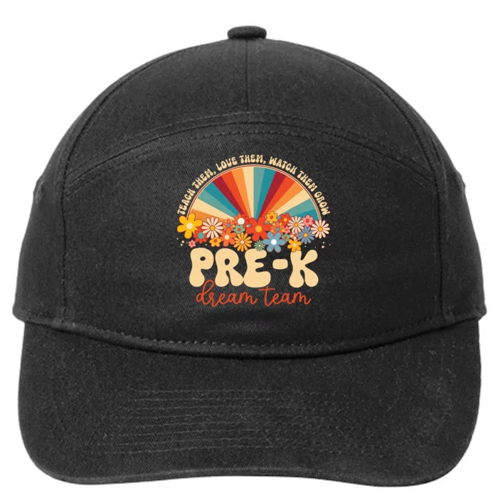 Prek Dream Team Retro Groovy Rainbow Back To School Teacher 7-Panel Snapback Hat