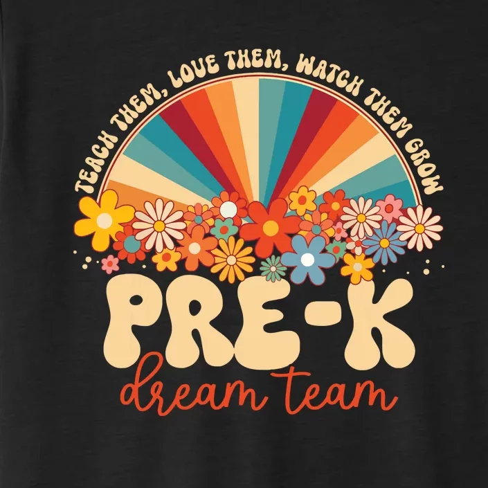 Prek Dream Team Retro Groovy Rainbow Back To School Teacher ChromaSoft Performance T-Shirt