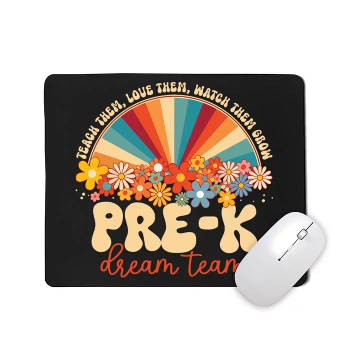 Prek Dream Team Retro Groovy Rainbow Back To School Teacher Mousepad