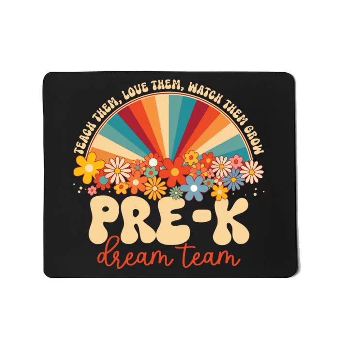 Prek Dream Team Retro Groovy Rainbow Back To School Teacher Mousepad