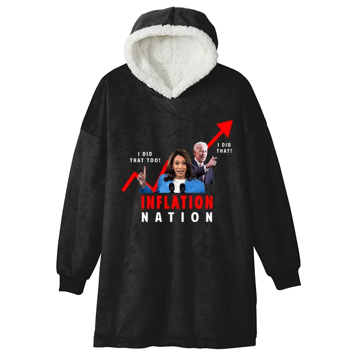 Pro Donald Trump Yard Sign Kamala Harris Sign Inflation Nation Biden Yard Sign Hooded Wearable Blanket