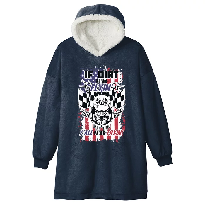 Patriotic Dirt Track Motocross & Stock Car Racing Hooded Wearable Blanket