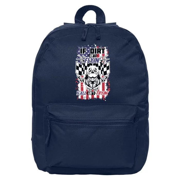 Patriotic Dirt Track Motocross & Stock Car Racing 16 in Basic Backpack