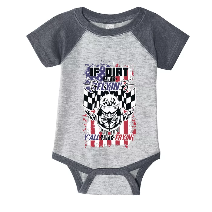 Patriotic Dirt Track Motocross & Stock Car Racing Infant Baby Jersey Bodysuit