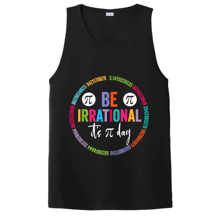 Pi Day Teacher Vintage 3.14 Pi Digits Happy Spiral Pi Day Performance Tank