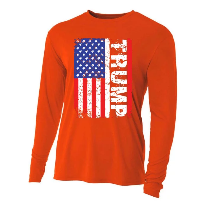 President Donald Trump 2020 Vintage Usa Flag Cooling Performance Long Sleeve Crew