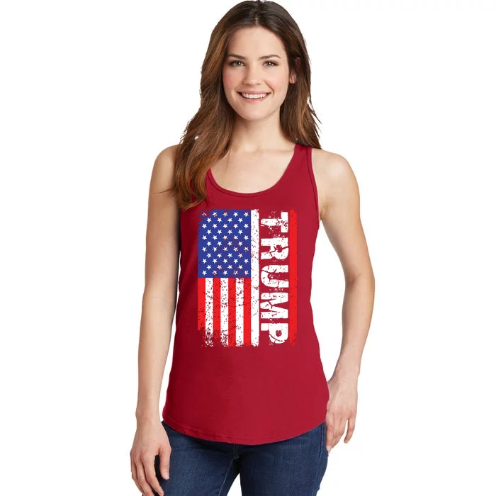 President Donald Trump 2020 Vintage Usa Flag Ladies Essential Tank