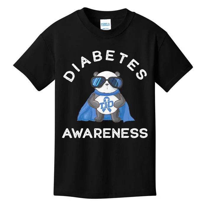 Panda Diabetic Type 1 Diabetes Awareness Support Kids T-Shirt