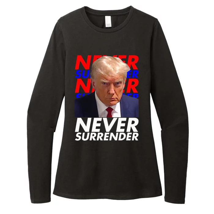 President Donald Trump 2024 Never Surrender Fingerprint USA Womens CVC Long Sleeve Shirt