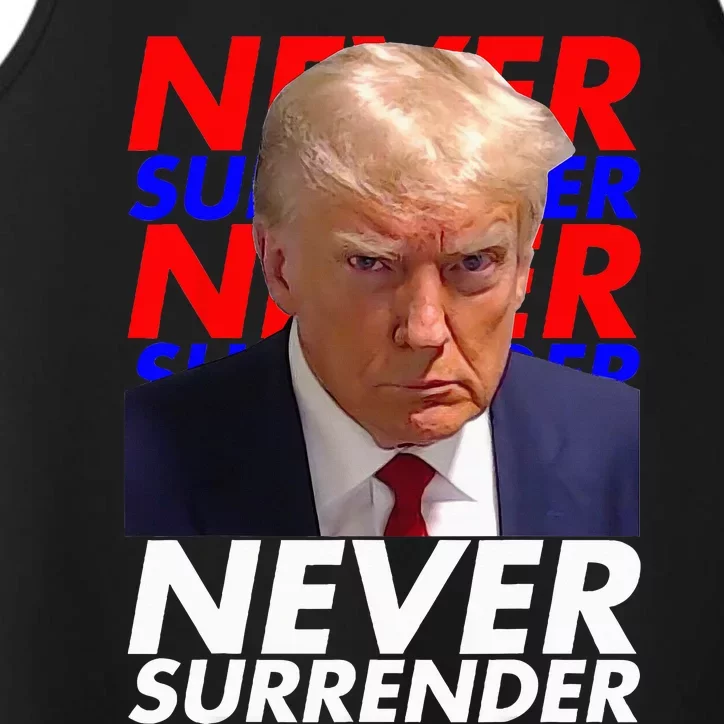 President Donald Trump 2024 Never Surrender Fingerprint USA Performance Tank