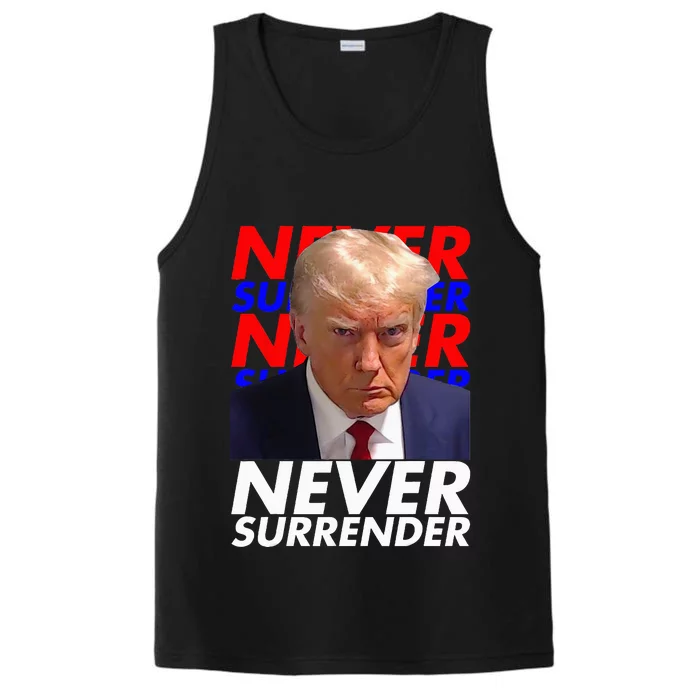 President Donald Trump 2024 Never Surrender Fingerprint USA Performance Tank