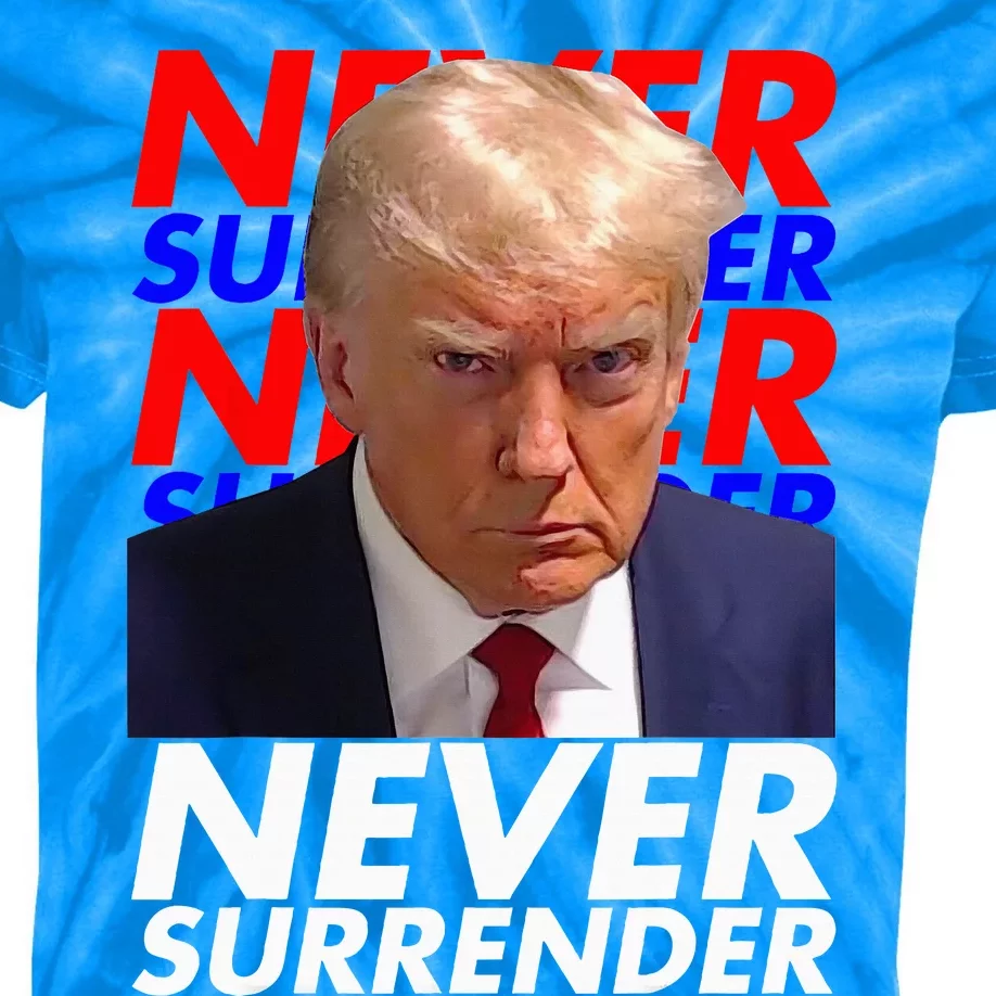 President Donald Trump 2024 Never Surrender Fingerprint USA Kids Tie-Dye T-Shirt