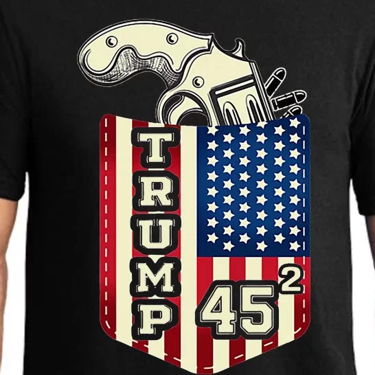 Pocket Donald Trump 2020 Pocket With American Flag Pajama Set