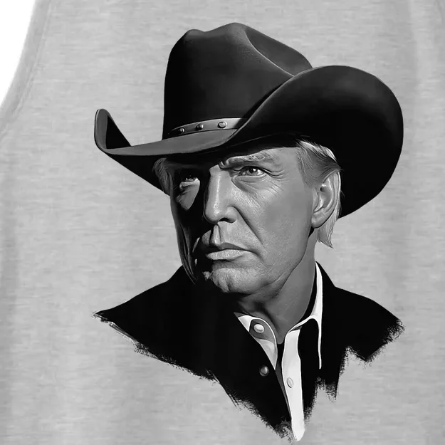 President Donald Trump In Cowboy Hat 2024 Usa Election Vote Premium Ladies Tri-Blend Wicking Tank