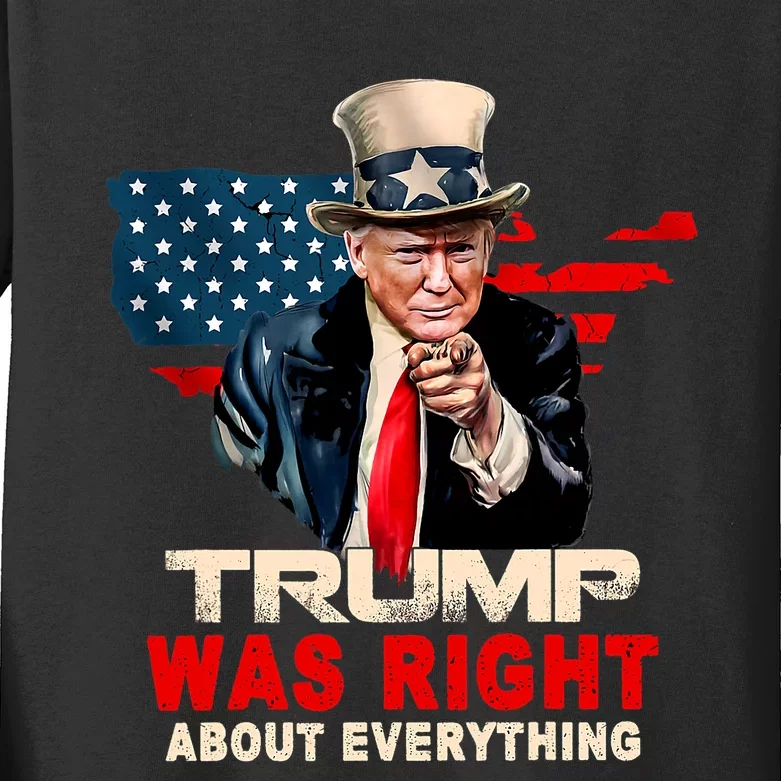 Pro Donald Trump Funny Trump Was Right About Everything Kids Long Sleeve Shirt