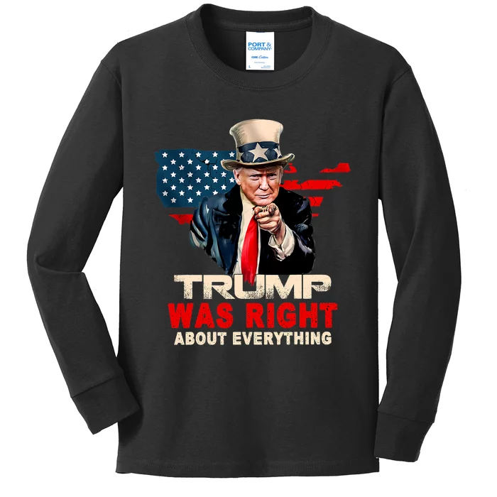 Pro Donald Trump Funny Trump Was Right About Everything Kids Long Sleeve Shirt