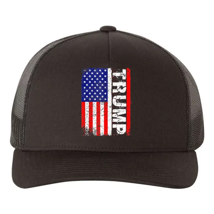 PRESIDENT Donald Trump 2020 Vintage USA Flag Yupoong Adult 5-Panel Trucker Hat