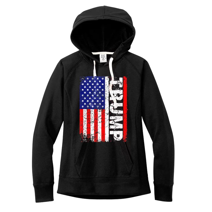 PRESIDENT Donald Trump 2020 Vintage USA Flag Women's Fleece Hoodie