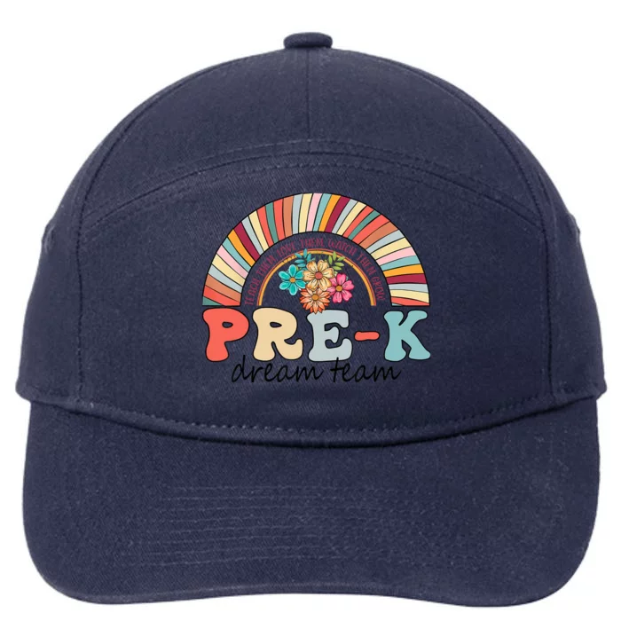 Pre-K Dream Team Rainbow Kinder Pre-K Teacher Back to School 7-Panel Snapback Hat