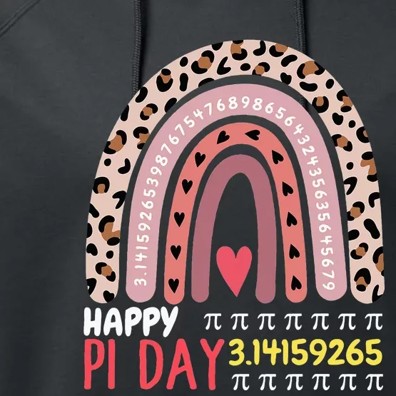 Pi Day Theme Spiral Pi Math Design 3.14 Leopard Rainbow Performance Fleece Hoodie